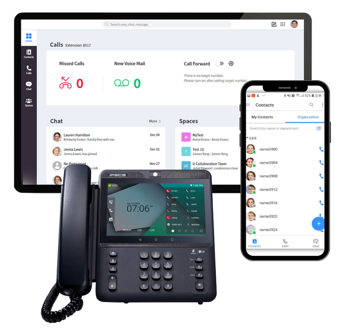 iPECS UCS on desktop, deskphone and mobile